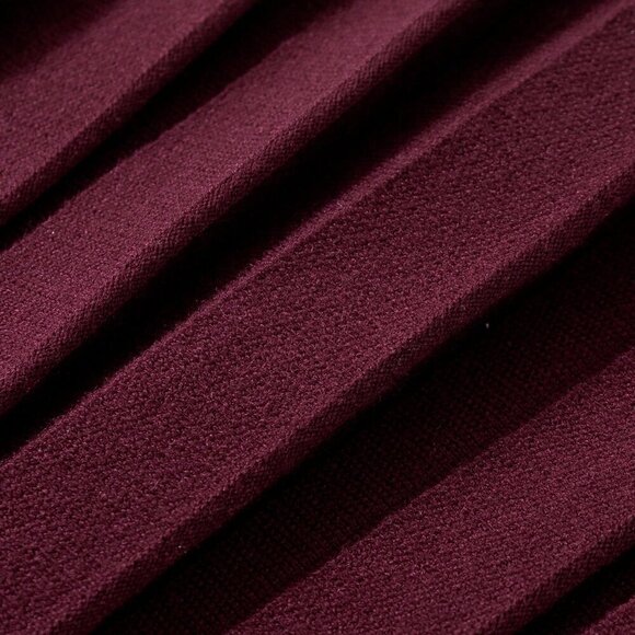 Burgundy Casual Women's Pleated Knit Sweater & Mini Skirt Set - Picture 7 of 8